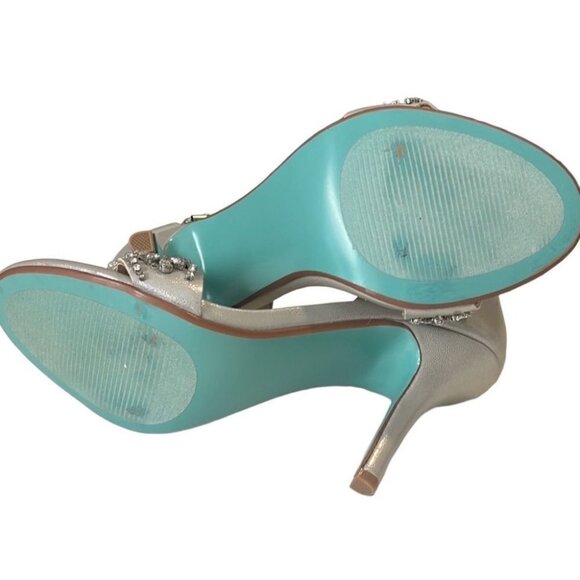 Betsey Johnson Juno Silver Embellished Beaded High Heels Size 6.5 - Picture 13 of 13